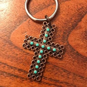 Cross Key Ring copper and turquoise color
